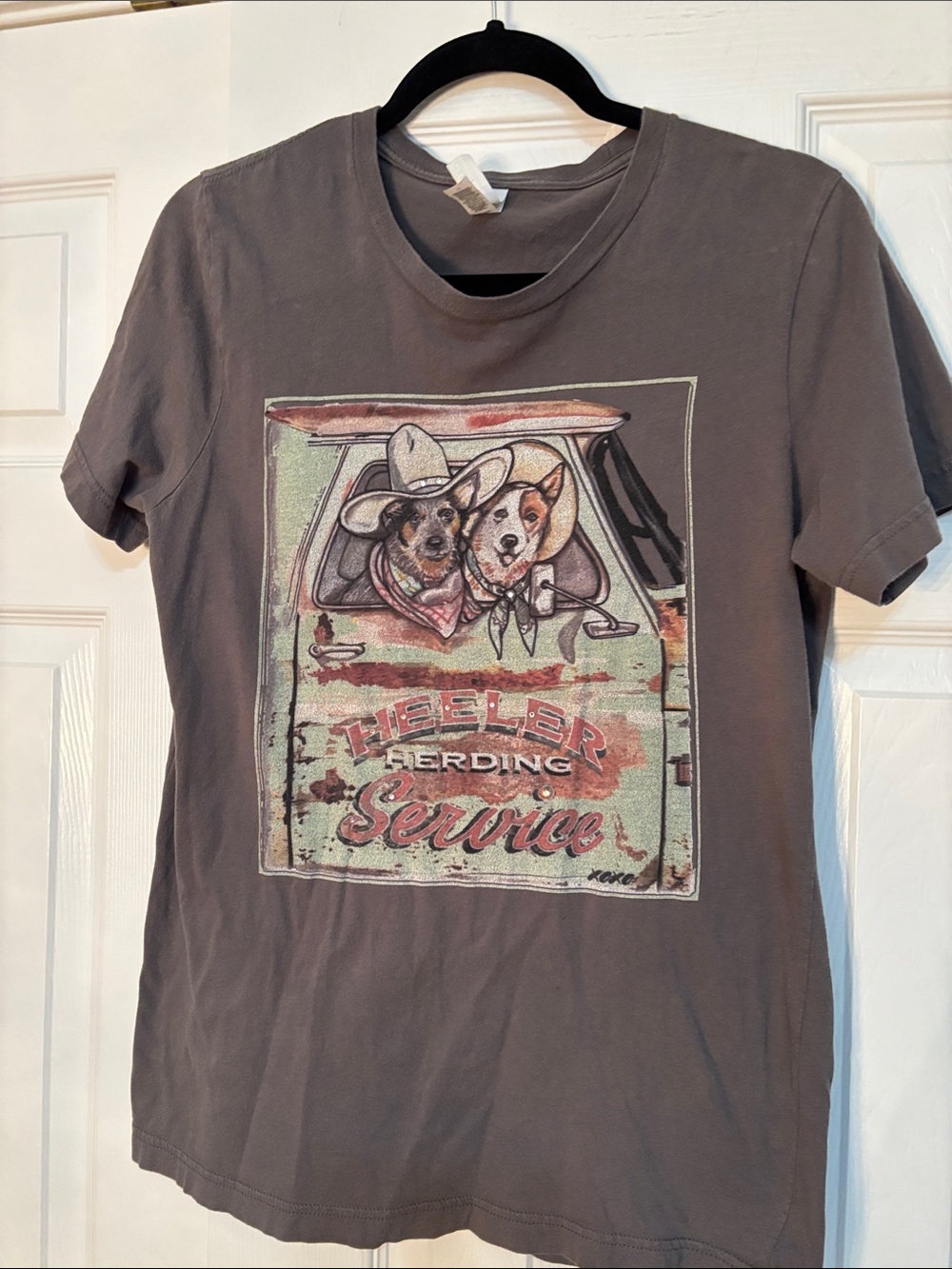 Bella Canvas Gray Graphic Tee with Vintage Dog Illustration